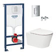 SWISS AQUA TECHNOLOGIES - Swiss Aqua Technologies Pack WC Bâti-support Rapid SL + WC sans bride SAT Brevis + Abattant slim, softclose + Plaque chrome - vignette