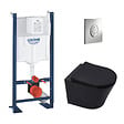 SWISS AQUA TECHNOLOGIES - Pack WC Bâti-autoportant Rapid SL + WC Infinitio sans bride noir mat + Abattant softclose + Plaque chrome - vignette