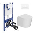 VILLEROY & BOCH - Pack WC bâti-support sol-mur Villeroy & Boch + WC suspendu sans bride Ceramia + abattant SoftClose + plaque (VCNCETOR2DE) - vignette