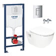 GROHE - Pack WC Bâti-support Rapid SL  + WC sans bride SAT + Abattant SoftClose + Plaque Chrome (RapidSL-Project-1) - vignette