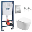 GROHE - Grohe Pack WC Bâti-support + WC Swiss Aqua Technologies Infinitio sans bride, fixation invisible + Plaque chrome - vignette