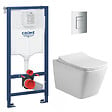 GROHE - Grohe Pack WC Bâti-support + WC sans bride Infinitio Design + Abattant softclose + Plaque chrome - vignette