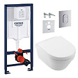 GROHE - Pack WC Bâti-support Rapid SL + WC sans bride Architectura, fixations invisibles + Abattant + Plaque chrome (ARENAARCHI3) - vignette