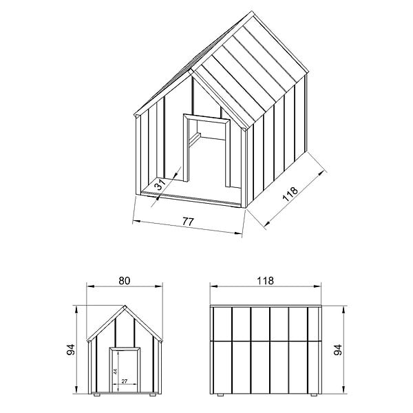 TIMBELA - LP SmartSide Niche pour chien - Niche en bois pour chiens de grande taille, usage extérieur, 80 x 118 x H94 cm, Taille L – TIMBELA M972-1 - large