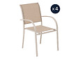 HESPERIDE - Lot de 4 fauteuils de jardin en texaline Piazza Lin/Argile - Hespéride - vignette