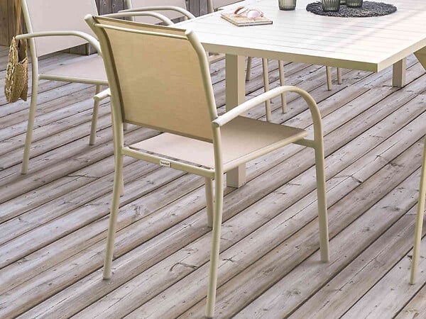 HESPERIDE - Lot de 4 fauteuils de jardin en texaline Piazza Lin/Argile - Hespéride - large