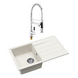 SWISS AQUA TECHNOLOGIES - Swiss Aqua Technologies 76x44 cm évier avec égouttoir réversible en granite à encastrer + mitigeur à bras pivotant 2 jets, blanc (SATSINKGE3W-SET2) - vignette