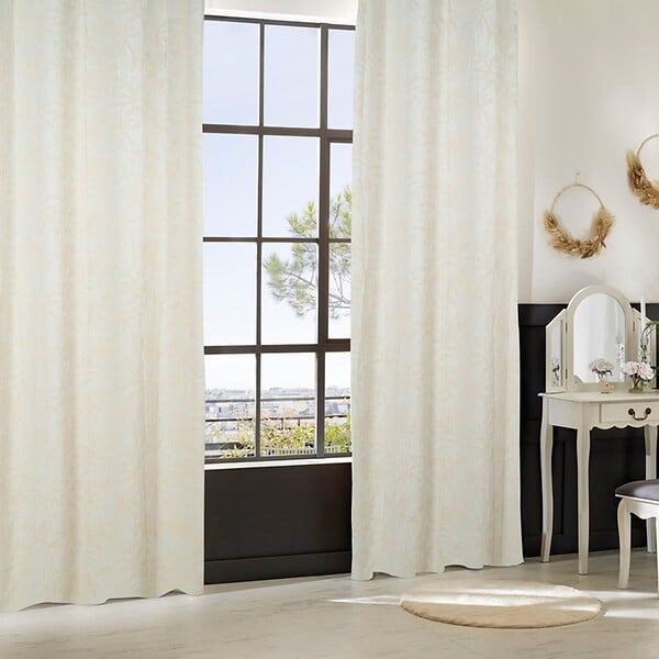 ATMOSPHERA - Rideau à œillets Jacquard Blanc Ivoire motif tufté 135 x 260 cm - large