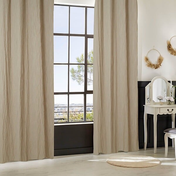 ATMOSPHERA - Rideau à œillets tissu texturé effet froissé Beige Lin 135 x 260 cm - large