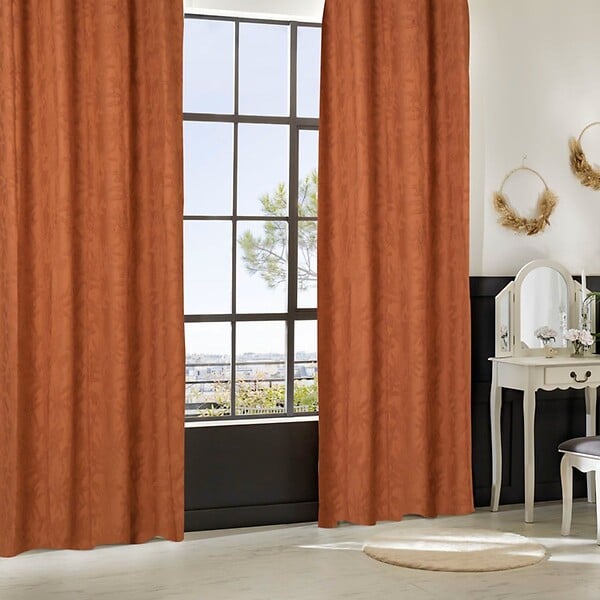 ATMOSPHERA - Rideau à œillets Jacquard Terracotta motif tufté 135 x 260 cm - large