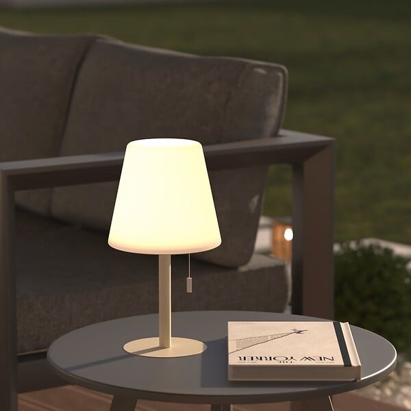 ATMOSPHERA - Lampe d'extérieur LED rechargeable USB base acier Beige D 16 x H 30 cm - large