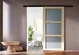 GD MENUISERIES - Porte Coulissante Ayous 3 Panneaux Gris Clair H204 x L83 cm, Rail alu Bandeau noir, coquilles - vignette