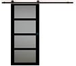 GD MENUISERIES - Porte Coulissante Telia Noir Vitrée H204 x L73 cm, Rail roulettes, Coquilles Noir - vignette