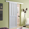 GD MENUISERIES - Porte Coulissante Atelier 2 panneaux blanc H204 x L83 cm, Rail Alu, Coquilles - vignette