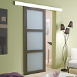 GD MENUISERIES - Porte Coulissante Gris Taupe RAL 7006 Vitrée H204 x L73 cm, Rail Alu, Coquilles - vignette