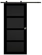GD MENUISERIES - Porte Coulissante Telia noir 4 panneaux H204 x L83 cm, Rail Roulettes, Coquilles - vignette