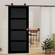 GD MENUISERIES - Porte Coulissante Telia noir 4 panneaux H204 x L83 cm, Rail Roulettes, Coquilles - vignette