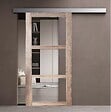 GD MENUISERIES - Porte Coulissante bois Frake Vitrage transparent H204 x L83 cm, rail alu, coquilles - vignette