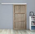 GD MENUISERIES - Porte Coulissante bois Frake 3 Panneaux H204 x L83 cm, rail alu bandeau blanc, coquilles - vignette
