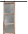 GD MENUISERIES - Porte Coulissante bois Frake Vitrée H204 x L73 cm, railroulette, coquilles - vignette