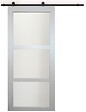 GD MENUISERIES - Porte Coulissante Greyria Gris Clair Vitrée H204 x L93 cm, Rail roulettes - vignette