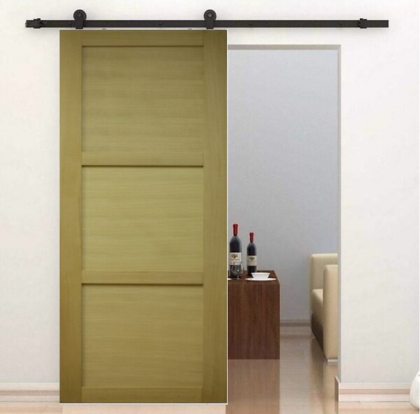 GD MENUISERIES - Porte Coulissante bois Ayous 3 Panneaux H204 x L73 cm, Rail roulettes, Coquilles - large