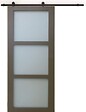 GD MENUISERIES - Porte Coulissante Gris Taupe RAL 7006 Vitee H204 x L73 cm, Rail roulette - vignette