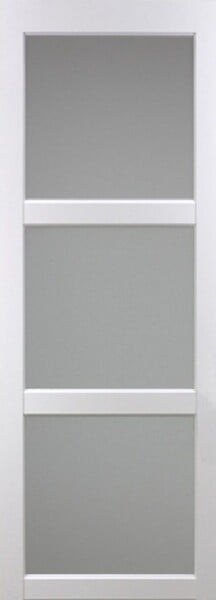 GD MENUISERIES - Porte Coulissante Kenya Blanc Vitrée H204 x L93 cm, Rail Aluminium bandeau blanc - large