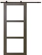 GD MENUISERIES - Porte Coulissante Gris Taupe RAL 7006 Vitrage transparent H204 x L73 cm, Rail roulette - vignette
