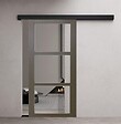 GD MENUISERIES - Porte Coulissante Gris Taupe RAL 7006 Vitrage transparent H204 x L83 cm, Rail Alu Bandeau noir, Coquilles - vignette