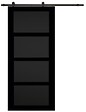 GD MENUISERIES - Porte Coulissante Telia noir 4 panneaux H204 x L73 cm, Rail roulettes - vignette