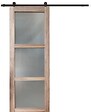 GD MENUISERIES - Porte Coulissante bois Frake Vitrée H204 x L73 cm, railroulette - vignette