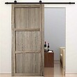 GD MENUISERIES - Porte Coulissante bois Frake 3 Panneaux H204 x L83 cm, rail roulette, coquilles - vignette