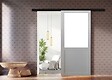 GD MENUISERIES - Porte Coulissante Atelier blanc sans meneau H204 x L73 cm, Rail Alu bandeau noir, Coquilles - vignette