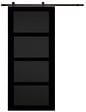 GD MENUISERIES - Porte Coulissante Telia noir 4 panneaux H204 x L83 + Rail à   roulettes noir - vignette