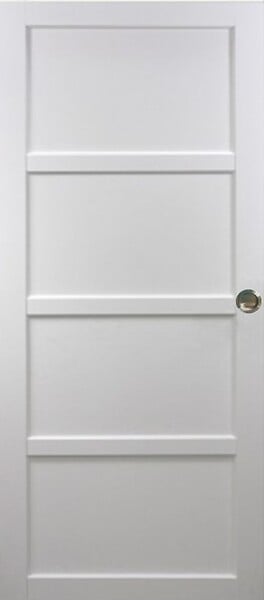 GD MENUISERIES - Porte Coulissante Tamera blanc 4 panneaux H204 x L63 cm, Rail roulettes, Coquilles - large