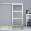 GD MENUISERIES - Porte Coulissante Kenya blanc Vitrée H204 x L93 cm, Rail Alu, coquilles - vignette