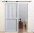 GD MENUISERIES - Porte Coulissante Atelier 2 panneaux blanc H204 x L83 cm, Rail roulettes, Coquilles - vignette