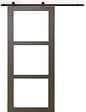 GD MENUISERIES - Porte Coulissante Gris Taupe RAL 7006 Vitrage transparent H204 x L83 cm, Rail roulette - vignette