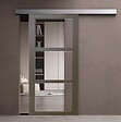 GD MENUISERIES - Porte Coulissante Gris Taupe RAL 7006 Vitrage transparent H204 x L83 cm, Rail Alu Blanc, Coquilles - vignette