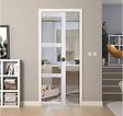 GD MENUISERIES - Porte Coulissante Kenya Blanc Vitrage transparent H204 x L73 cm, Galandage, kit finition - vignette