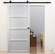 GD MENUISERIES - Porte Coulissante Tamera blanc 4 panneaux H204 x l93 + Rail à roulettes et 2 Coquilles - vignette