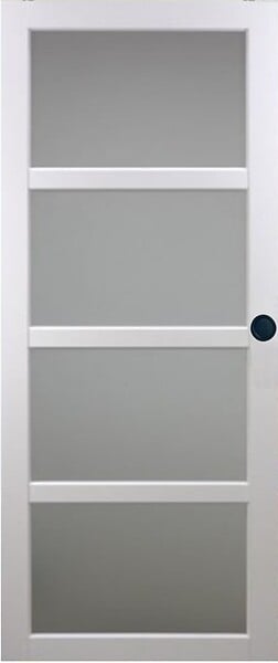 GD MENUISERIES - Porte Coulissante Tana Blanc Vitrée H204 x L83 cm, Rail Roulettes, Coquilles Noir - large