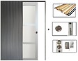 GD MENUISERIES - Porte Coulissante Greyria Gris Clair Vitrée H204 x L93 cm, Galandage, kit finition - vignette