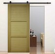 GD MENUISERIES - Porte Coulissante bois Ayous 3 Panneaux H204 x L93 cm, Rail roulettes, Coquilles - vignette