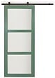 GD MENUISERIES - Porte Coulissante Vert Sauge RAL 6021 Vitrée H204 x L73 cm, railroulette - vignette