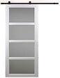 GD MENUISERIES - Porte Coulissante Tana Blanc Vitrée H204 x L63 cm, Rail Roulettes, Coquilles - vignette