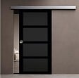 GD MENUISERIES - Porte Coulissante Telia noir 4 panneaux H204 x L73 cm, Rail Alu, Coquilles - vignette