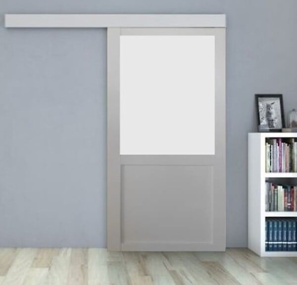 GD MENUISERIES - Porte Coulissante Athena Blanc H204 x L73 cm, Rail Alu, Coquilles - large