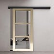 GD MENUISERIES - Porte Coulissante bois Ayous Vitrage transparent H204 x L83 cm, Rail alu bandeau noir, Coquilles - vignette